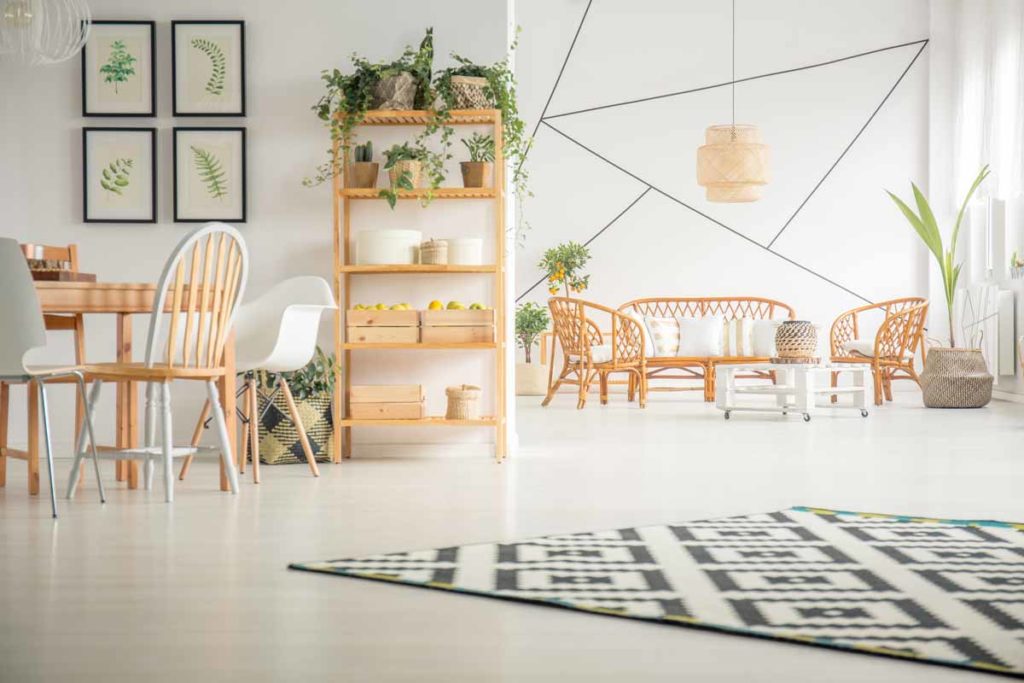 une décoration d'intérieur en rotin