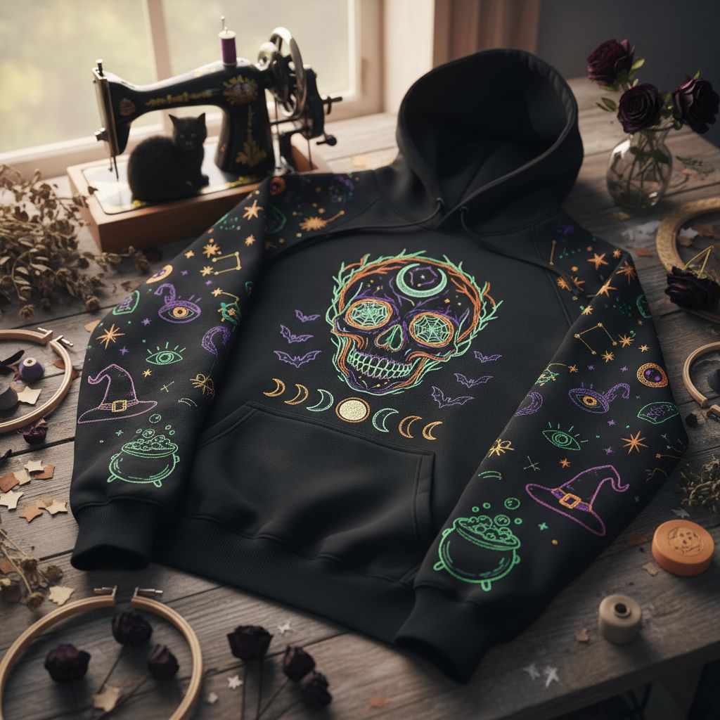 Broderie Halloween: customisez un sweat avec des designs fascinants
