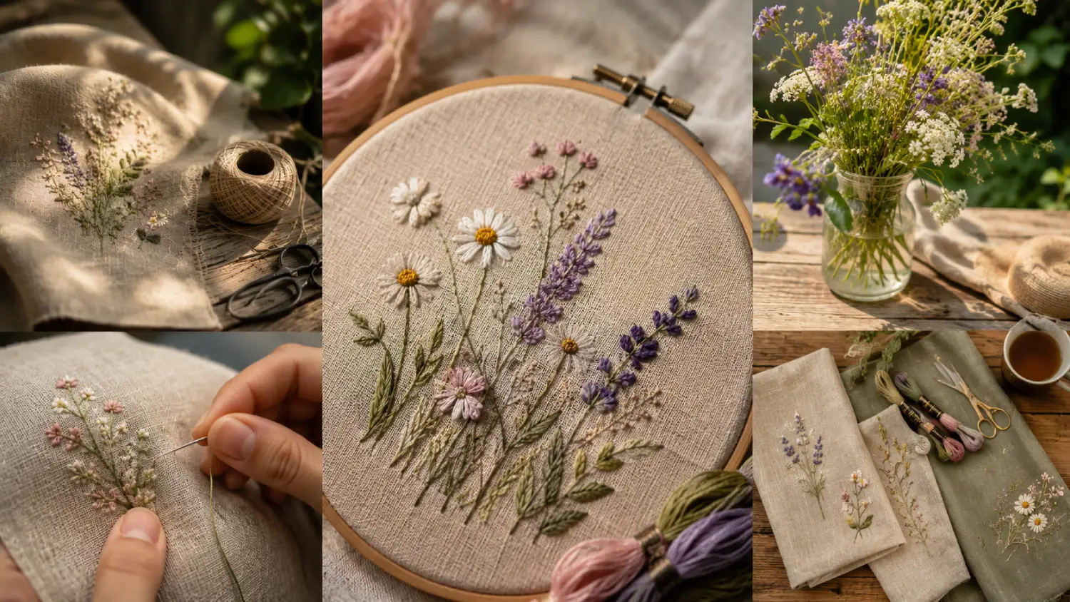Broder des motifs floraux sur du lin : ce que j&rsquo;ai appris cet été
